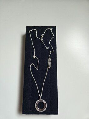 Pandora silver necklace with cubic zirconia